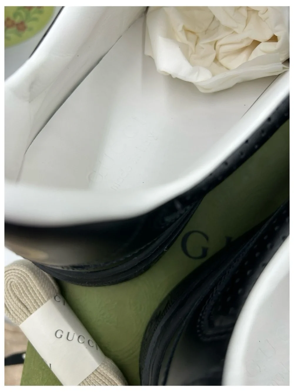 Gucci GG embossed black leather sneakers size 10 fits 10.5 US made Italy